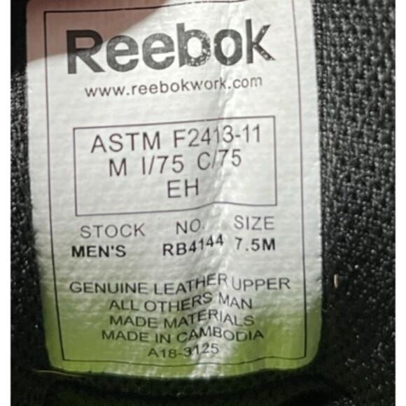 Reebok Sneaker Work Boot Men\'s Size 7.5 Sublite RB4144 Waterproof Black Gorp main image 4